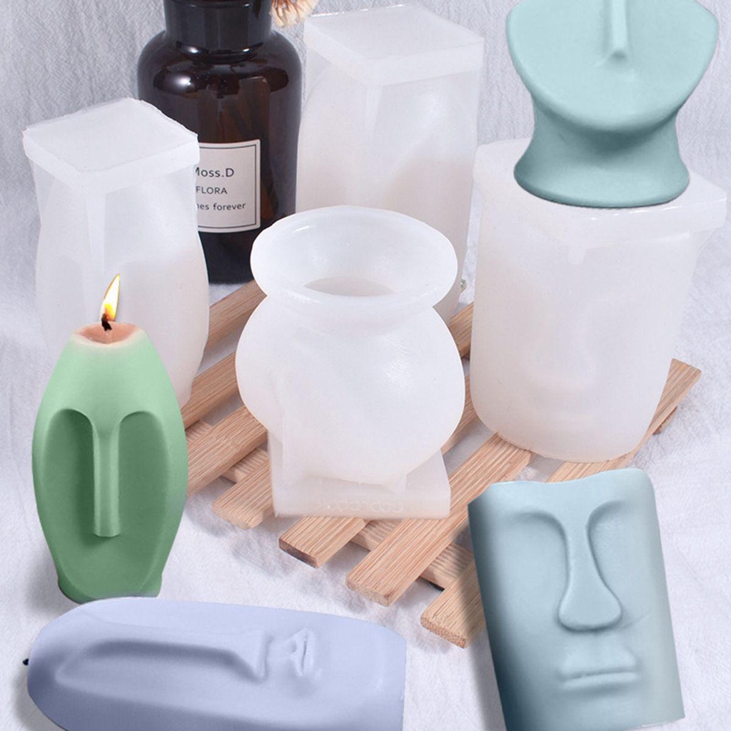 Khuôn Làm Nến Bằng Silicone Hình Mặt Người 3D