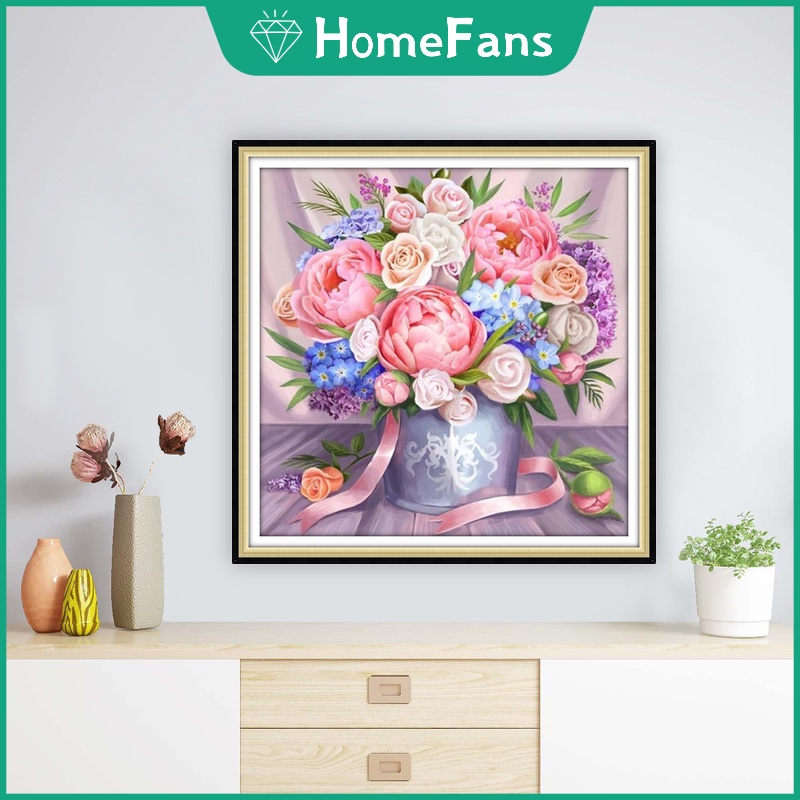 Bộ Tranh Đính Đá 5D Tự Làm 30x30cm / 40x40cm / 50x50cm Hình Hoa Hồng Và Hoa Tulip Trang Trí Nhà Cửa
