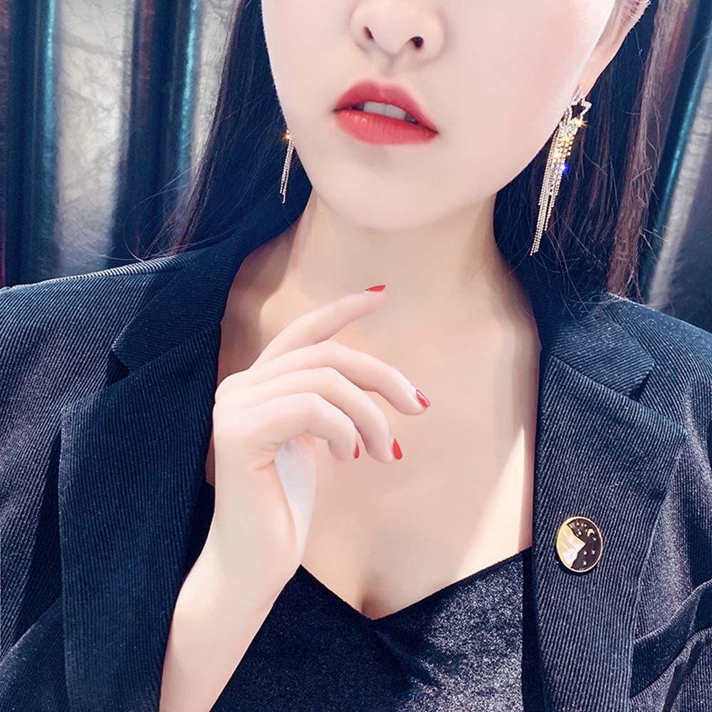 USNOW Bông Tai Dáng Dài Đính Đá Phối Tua Rua Thời Trang Sang Trọng Cho Nữ