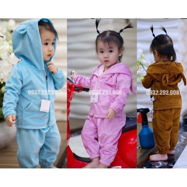Bộ thu đông cho bé, bộ quần áo khoác gấu cho bé trai, bé gái chất nỉ lông băng - Ảnh thật 100% shop tự chụp