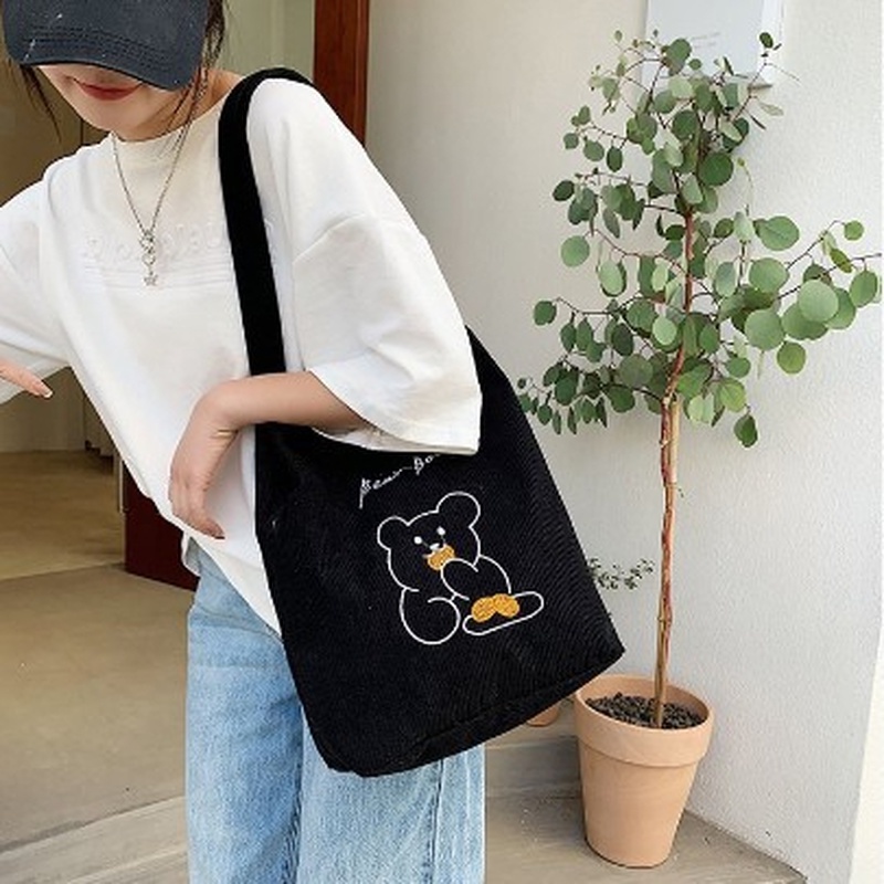 Túi tote Vải Nhung Kẻ Dung Tích Lớn Dễ Thương Gylb403