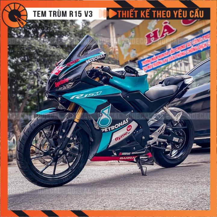 Tem trùm R15V3 Petronas Xanh Đen thiết kế theo yêu cầu in ấn decal 3 lớp