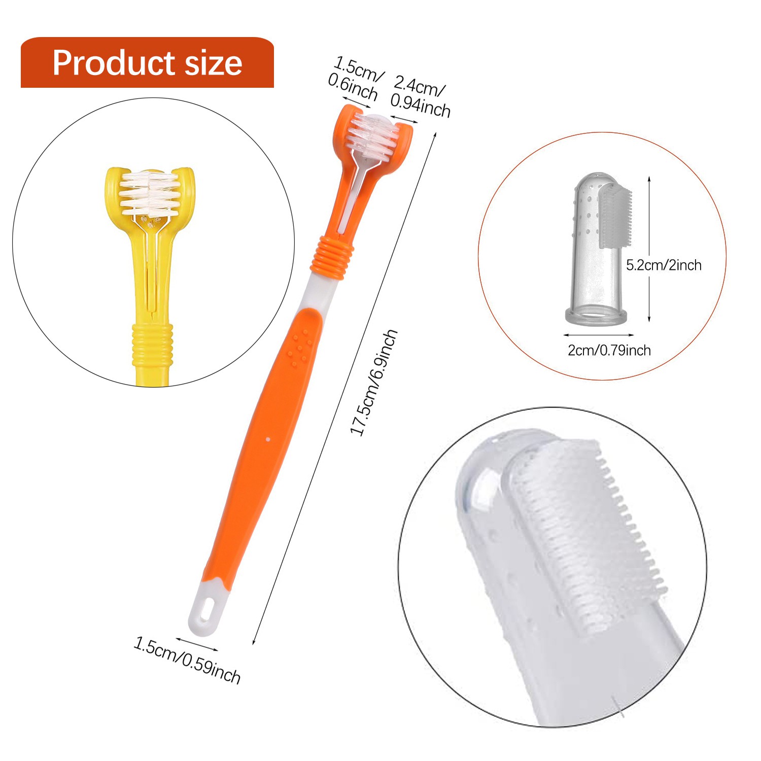 (Hàng Mới Về) Bàn Chải Đánh Răng Đeo Ngón Tay Bằng Silicone 3 Mặt An Toàn Cho Thú Cưng