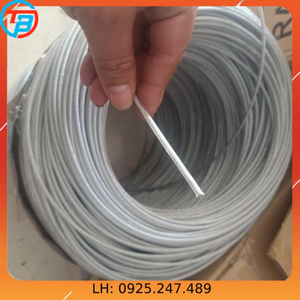 Dây cáp thép bọc nhựa phi 4. Dây cáp lụa chịu lực bọc nhựa 4mm tặng kèm tăng đơ và ốc siết cáp