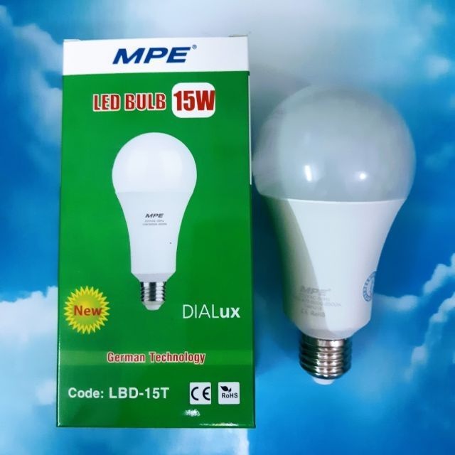 ĐÈN LED BULB TRỤ BÚP 3W, 5W, 7W, 9W, 12W, 15W TRẮNG, VÀNG LBD MPE CHÍNH HÃNG, GIÁ RẺ