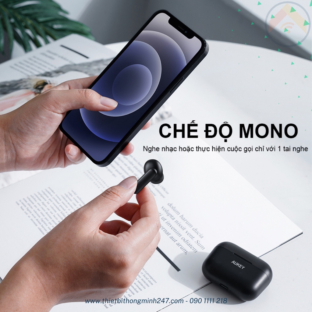 Tai nghe không dây True-wireless Aukey EP-M1 bluetooth 5.0 chống nước IPX4 màu đen