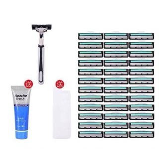 Set dao cạo râu + 12 lưỡi dao kép thay thế cạo lông chân cho nữ