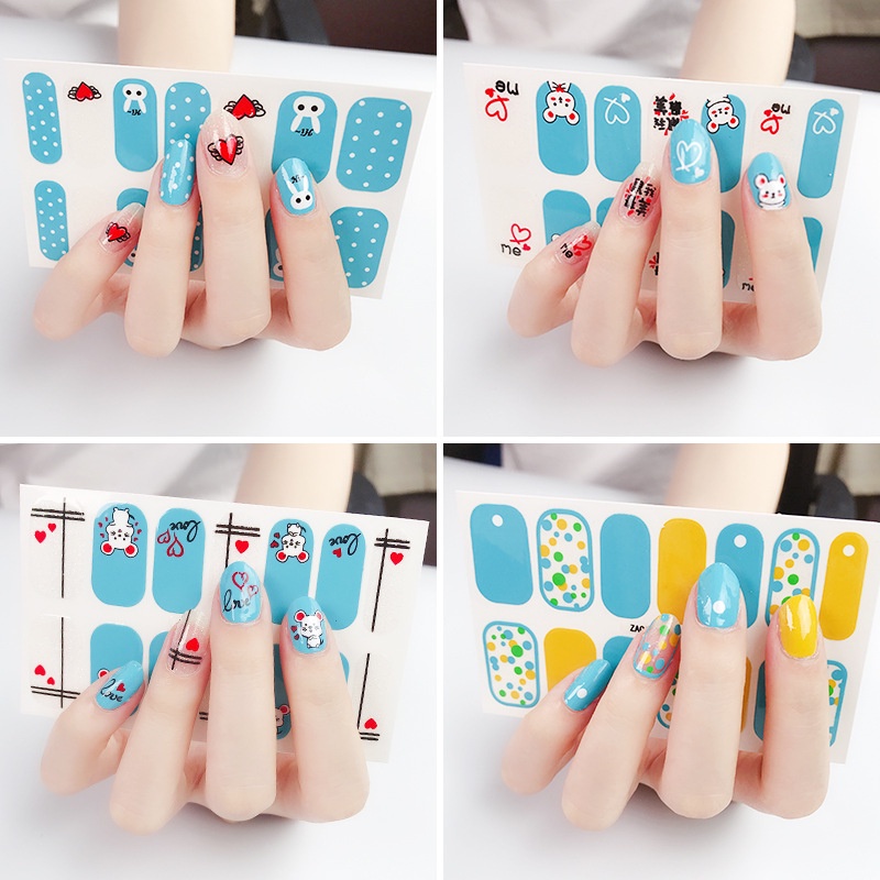 [Hàng mới về] 14 Miếng dán trang trí móng tay nhiều họa tiết thời trang