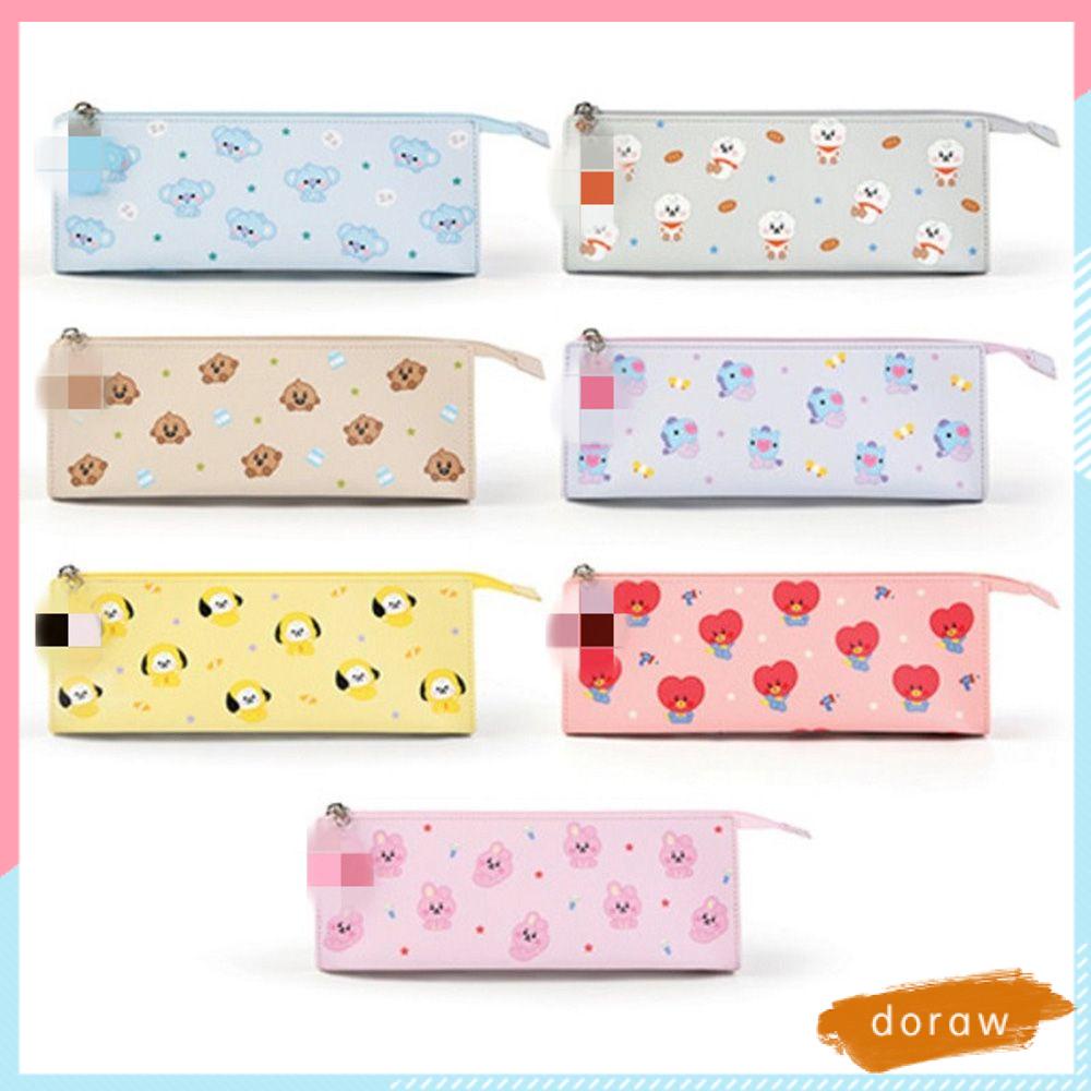Túi Đựng Bút / Mỹ Phẩm Bằng Da Pu Họa Tiết Hoạt Hình Bt21 Dễ Thương