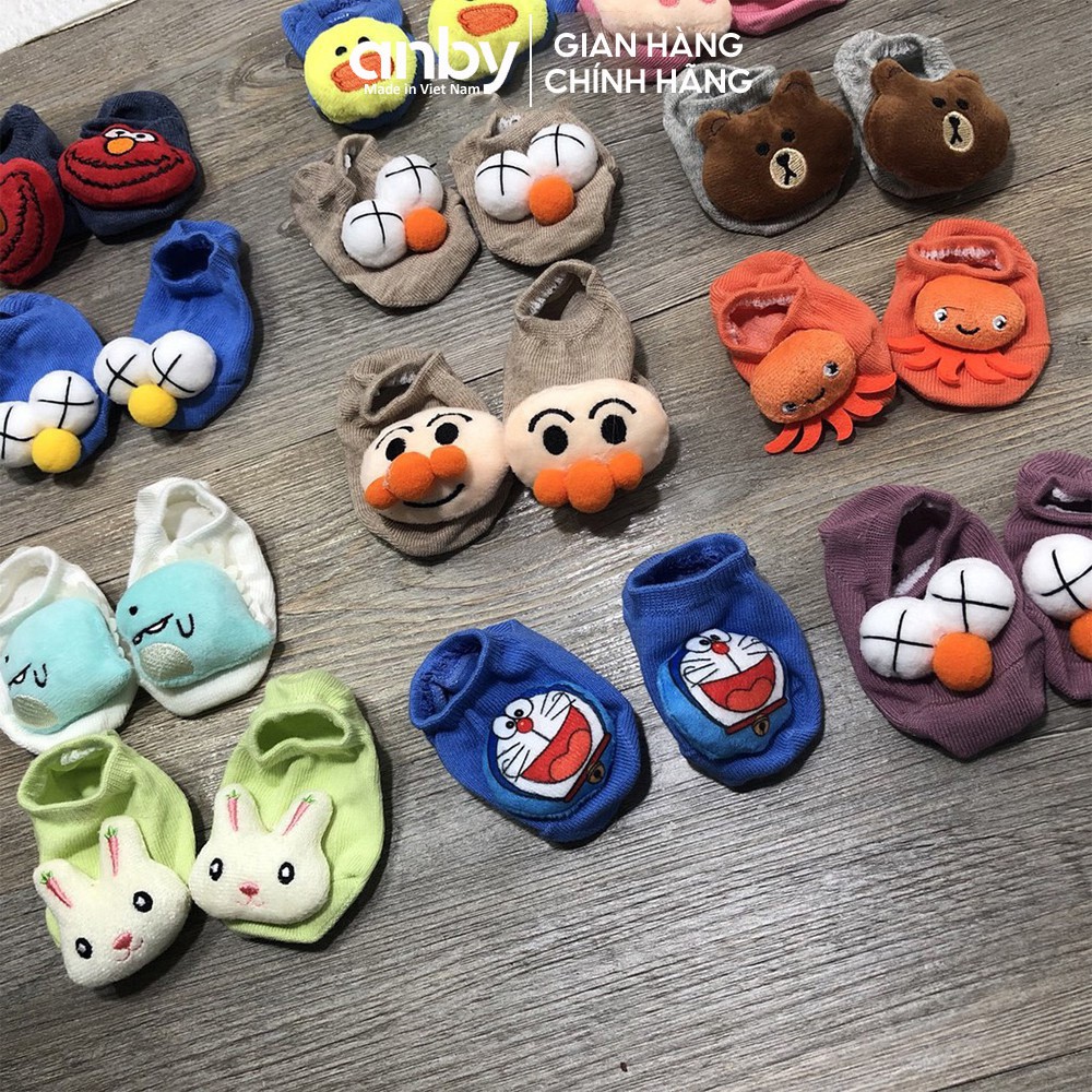 Tất vớ trẻ em sơ sinh ANBY cotton chống trượt hình thú ngộ nghĩnh cho bé trai bé gái