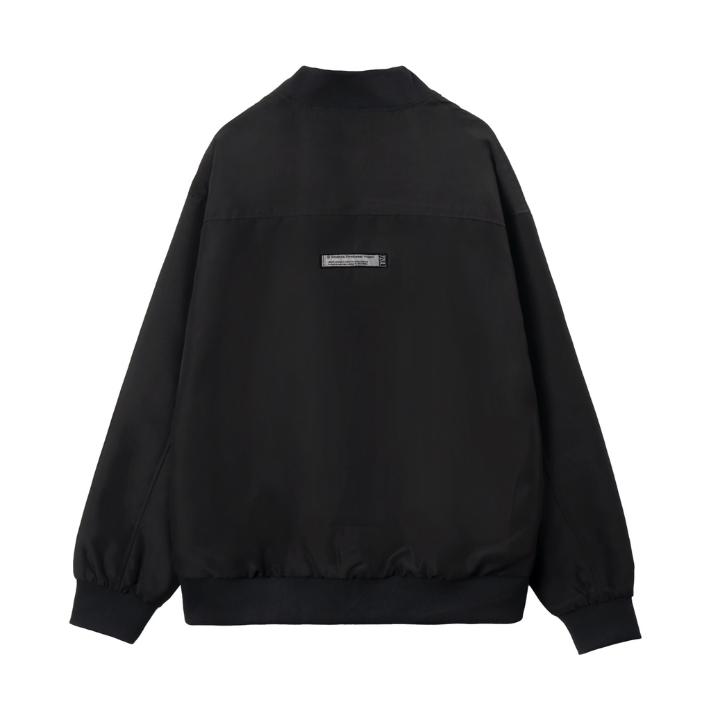 Áo khoác bomber 7ZIA Satin - Màu đen
