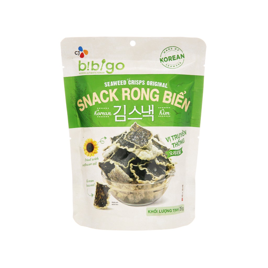 SNACK RONG BIỂN VỊ TRUYỀN THỐNG BIBIGO GÓI 25G