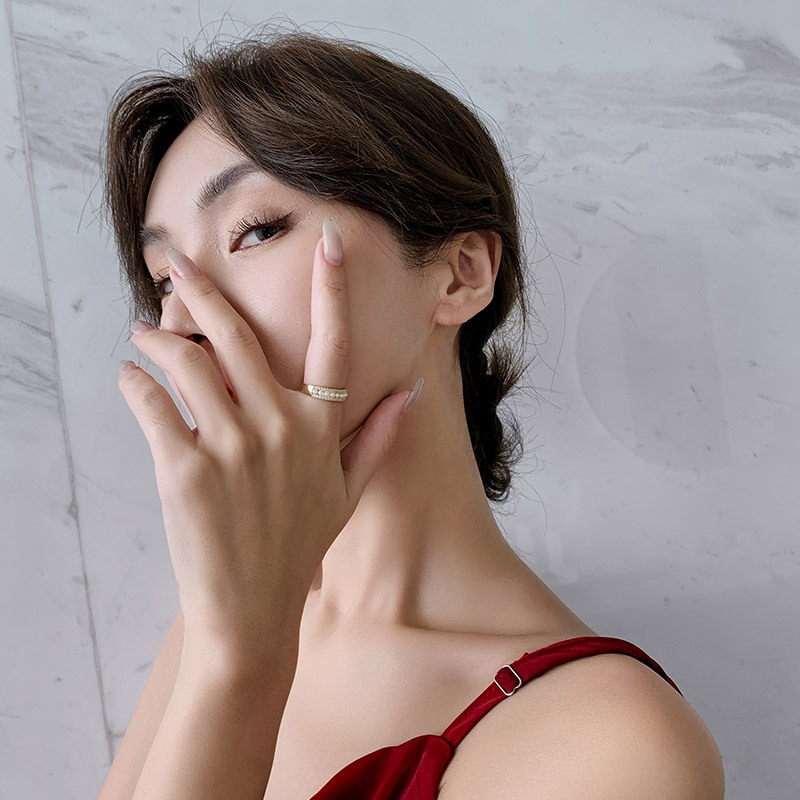 Nhẫn hở đính ngọc trai nhân tạo thời trang Hàn Quốc cho nữ