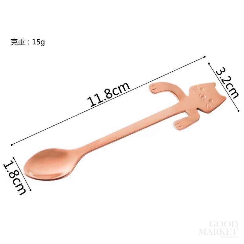 Muỗng Cà Phê Bằng Thép Không Gỉ Tay Cầm Hình Mèo Hoạt Hình Sáng Tạo
