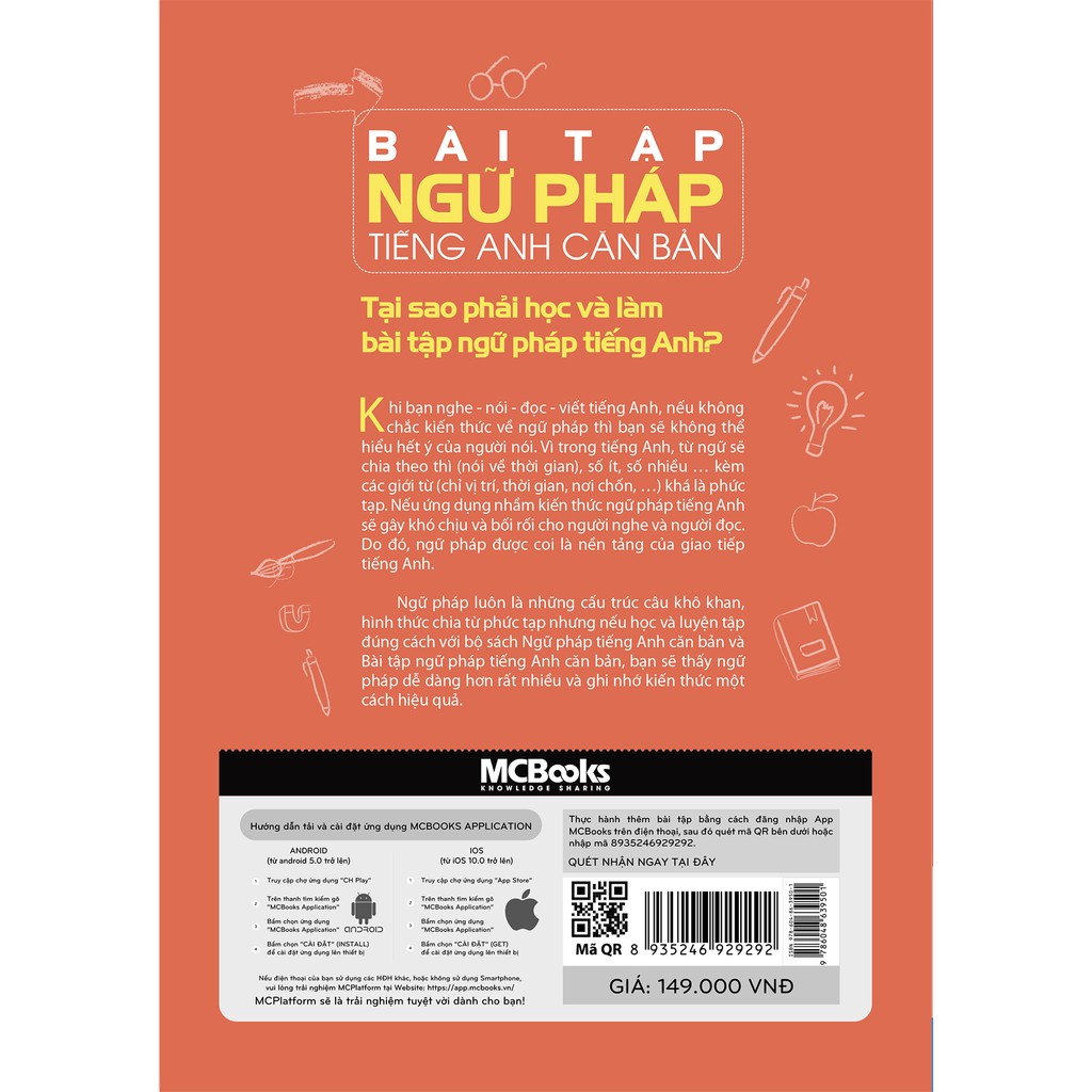 Sách - Bài Tập Ngữ Pháp Tiếng Anh Căn Bản Dành Cho Người Mới Bắt Đầu - Học Kèm App Online 5.0