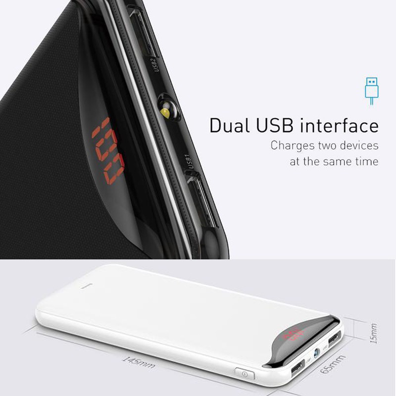 [Mã ELFLASH5 giảm 20K đơn 50K] Pin dự phòng nhỏ gọn Baseus Gentleman Digital Display Powerbank 10000mAh