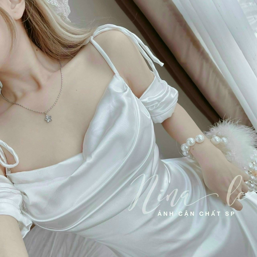 Đầm Nữ Thời Trang Mặc Đi Tiệc, Đầm Maxi Phi Cổ Đổ Hai Dây Xếp Ly Phong Cách Hàn Quốc Mặc Đi Tiệc Sang Chảnh
