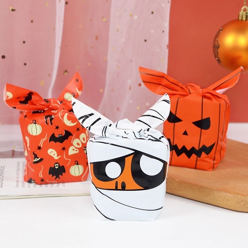 Set 50 Túi Nhựa Đựng Bánh Kẹo Họa Tiết Halloween Độc Đáo