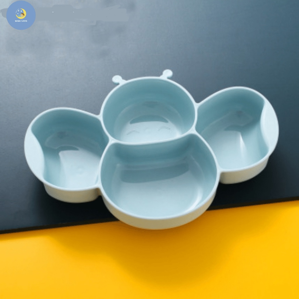 Khay ăn dặm 4 ngăn hình con ong có đế chống trượt Cho bé