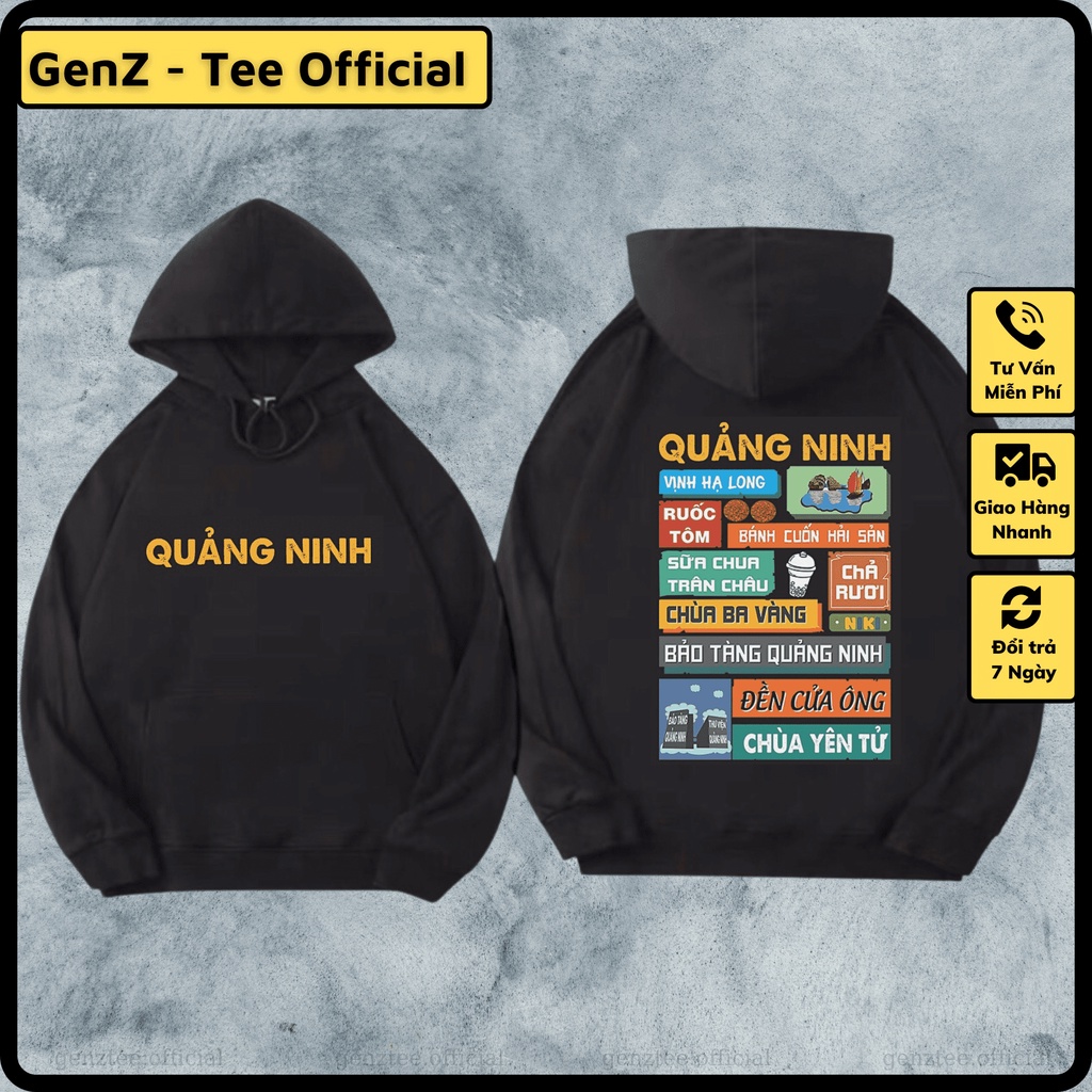 Áo Hoodie Nỉ Local Brand Tỉnh Quảng Ninh, Áo Hoodie 63 Tỉnh Thành Có Mũ Dày Dặn Nam Nữ Đủ Size