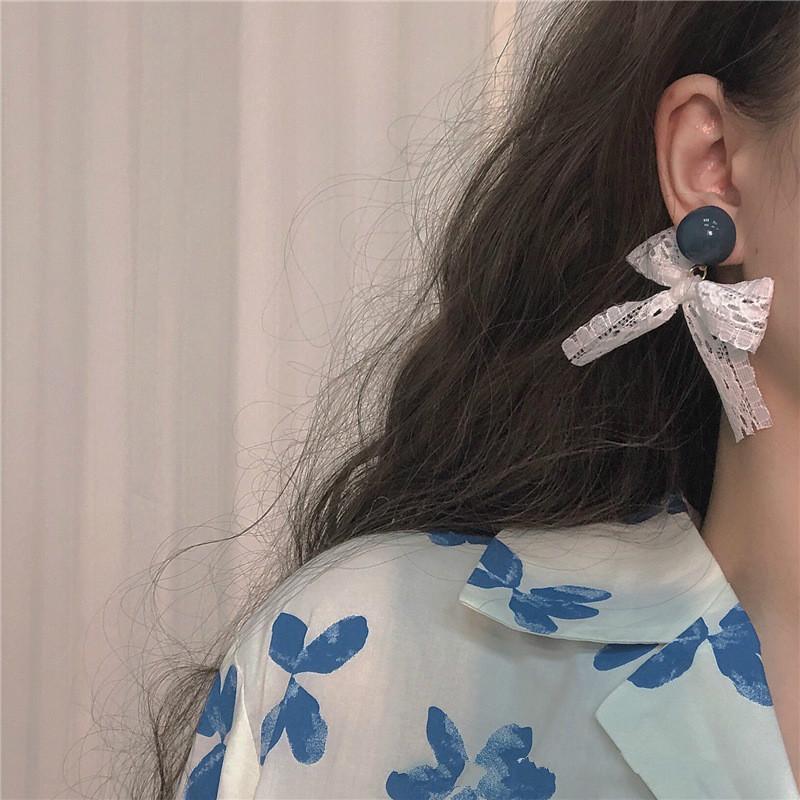 Korea Ins Lace Bow Retro Girl Fashion Cute Long Earrings | BigBuy360 - bigbuy360.vn
