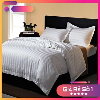Bộ Drap Cotton trắng trơn  Khách sạn trắng sọc 3 phân 1m/m2/m4/m6/m8