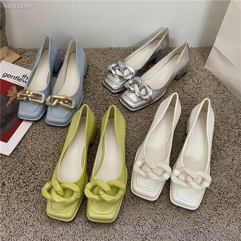 Giày Búp Bê Đế Mềm Dày Dặn Phối Dây Xích Phong Cách Pháp Thời Trang 2022 Cho Nữ