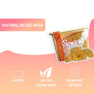 Viên giặt quần áo giặt xả 2 trong 1 SONA hộp 30 viên lưu hương lâu làm mềm vải an toàn cho da diệt vi khuẩn NGHIỆN NHÀ