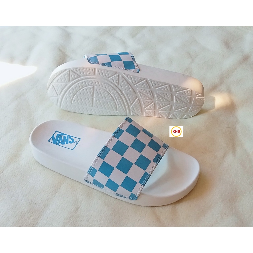 Dép unisex 𝐌.𝐋.𝐁 𝐕𝐀𝐍𝐒 caro ❤️FREESHIP + Hộp❤️ dép quai ngang thể thao nam nữ caro xanh full hộp thẻ, hàng sẵn