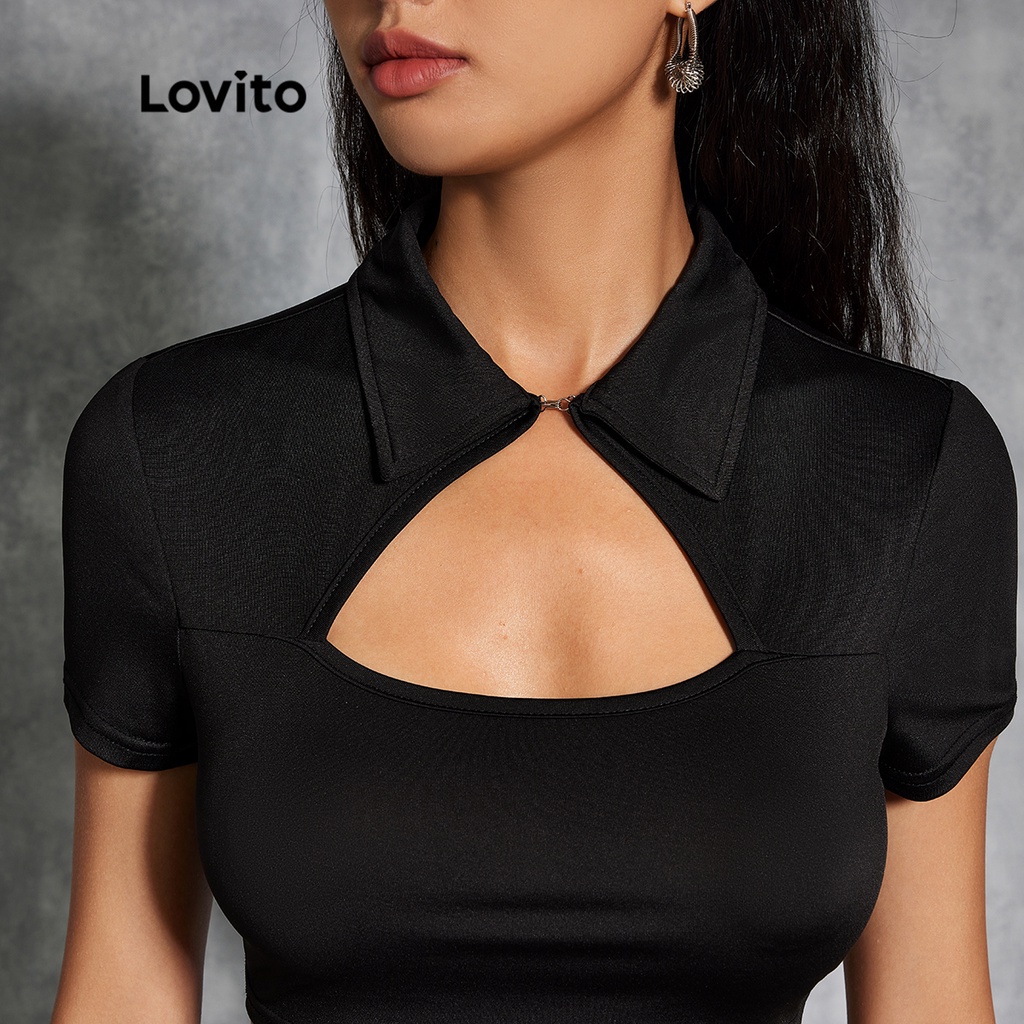 Lovito Áo Thun Trơn Cổ Thuyền L20D1012 (Đen)