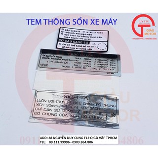 Bộ tem thông số cho xe honda wave a nhỏ, wave alpha