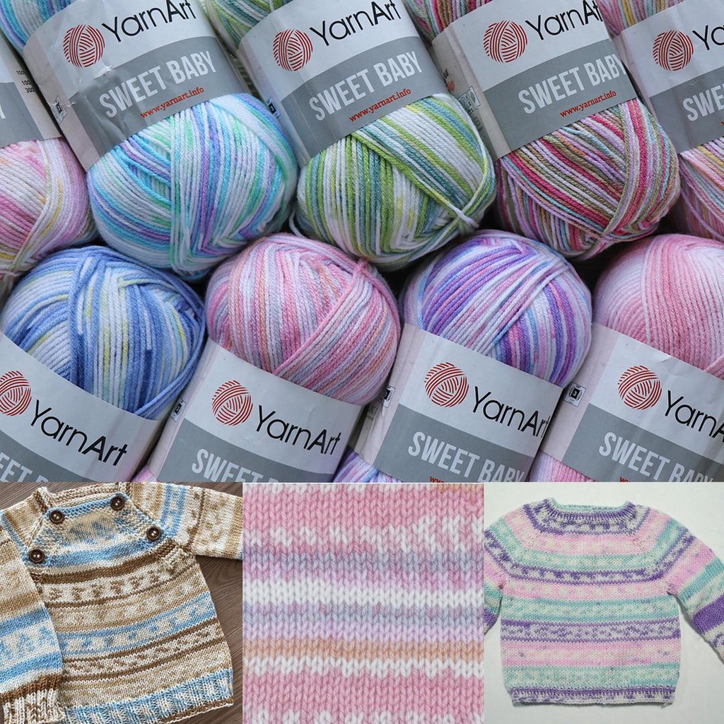 Cuộn len màu loang siêu ngọt ngào giành cho bé Sweet Baby - Nhập khẩu chính hãng từ YarnArt - 100 gram dài 300m