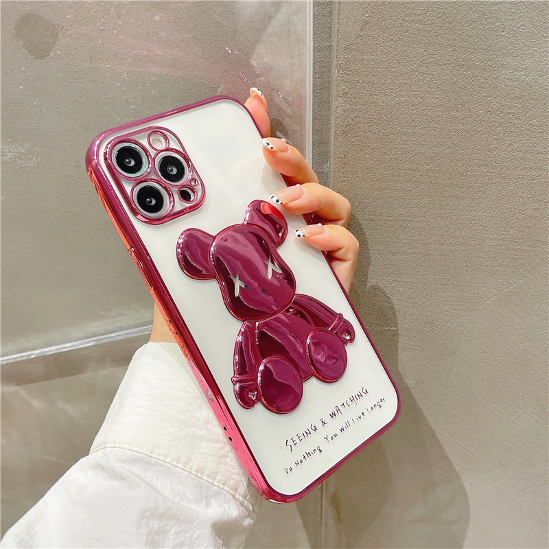 Ốp điện thoại TPU trong suốt hình gấu Kaws 3D dành cho iPhone 13 11 12ProMax Mini 12Pro 13Pro SE 2020 X XS Max XR 7 8+ | BigBuy360 - bigbuy360.vn