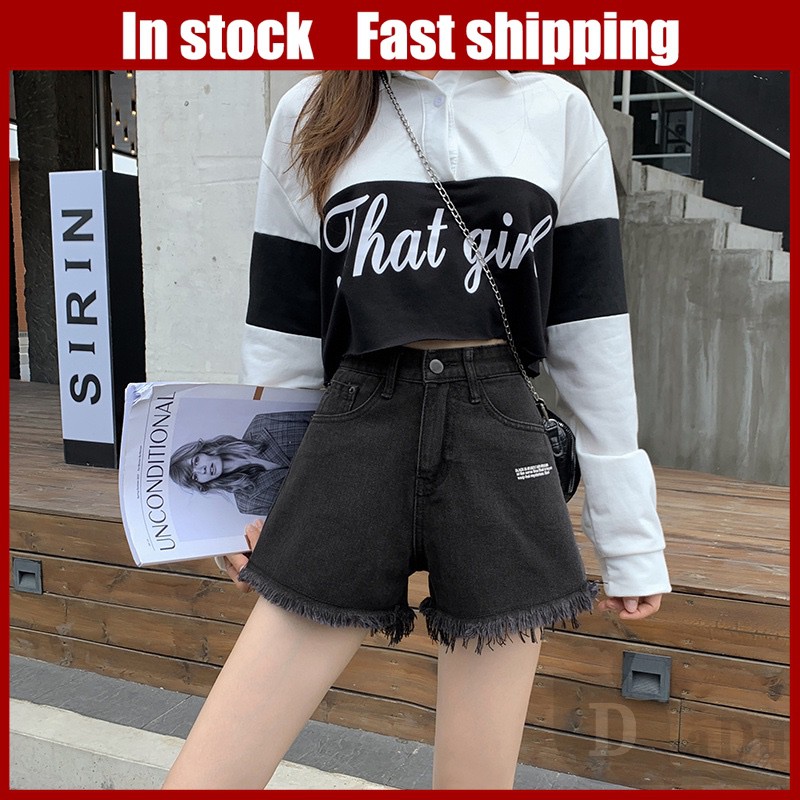Ví DaDu Nữ Kiểu Dáng Thời Trang Sang Trọng  Quần Short Jean Lưng Cao Dáng Rộng Kiểu Rách Plus Size