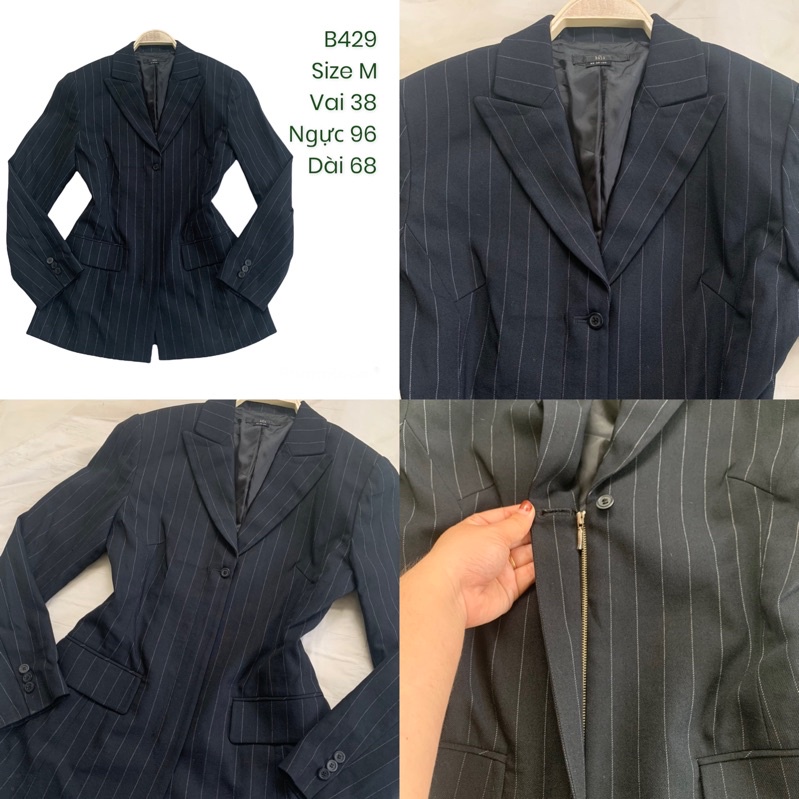 Áo khoác vest/blazer nữ B429 2 lớp dày dặn 2hand Hàn si tuyển ảnh thật