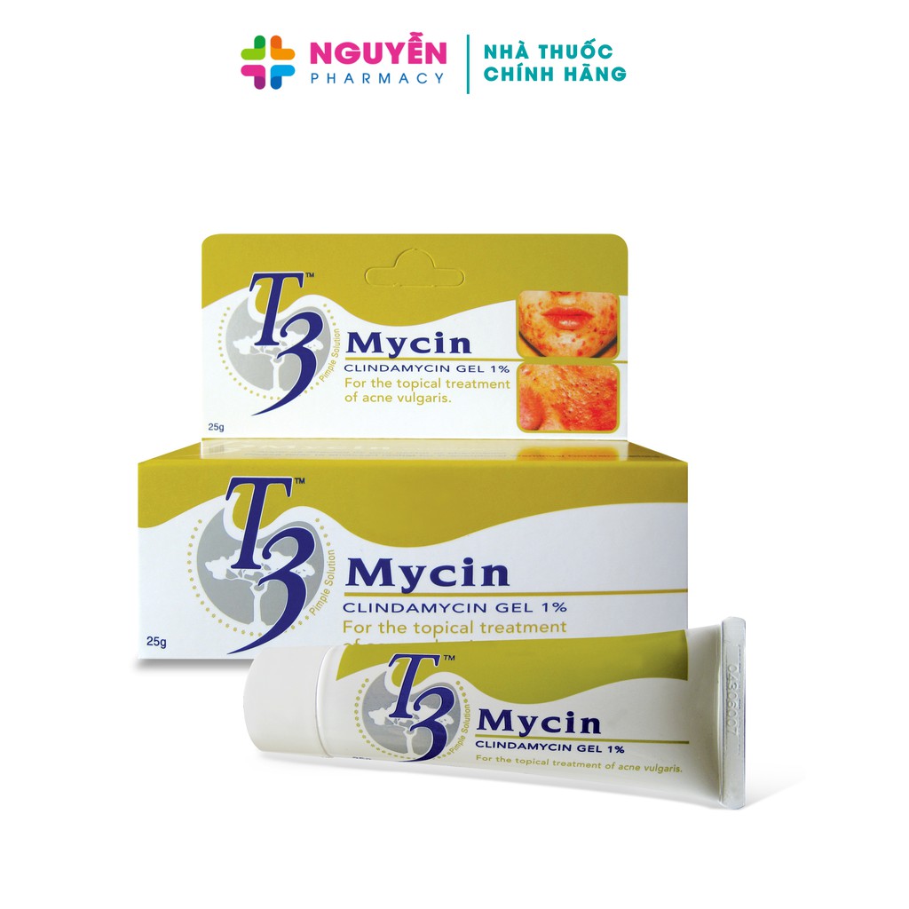 Gel bôi mụn trứng cá T3 Mycin 25g