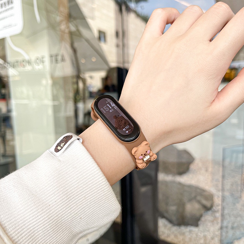 Dây đeo đồng hồ thông minh silicone thiết kế hoạt hình đáng yêu cho Xiaomi Mi Band 3/ 4/ 5/ 6