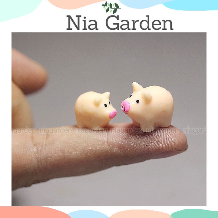 Phụ kiện tiểu cảnh mini mô hình trang trí vườn chậu cây heo hồng  - N5