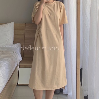 Váy thun xoắn eo xẻ tà ngắn tay Defleur.studio