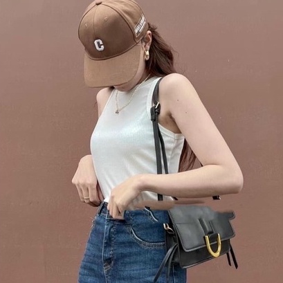 Áo ba lỗ croptop nữ tăm gân nữ vạt bầu cổ tròn dáng ôm kiểu dáng mới trẻ trung cá tính