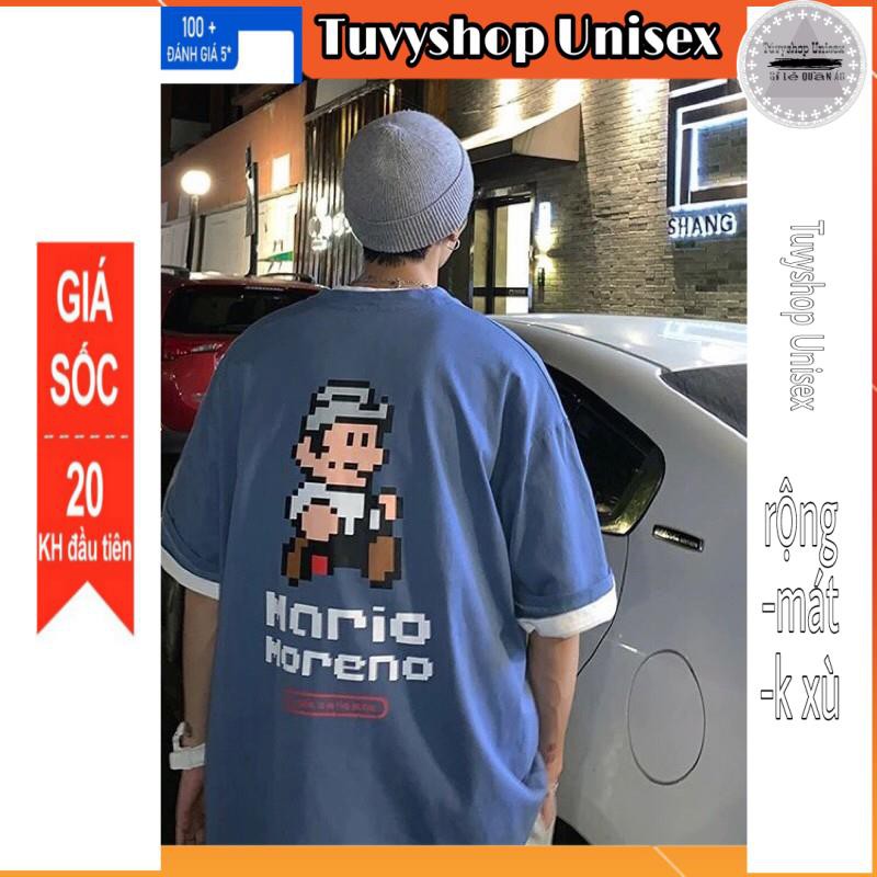 Áo đôi nam nữ FREESHIP Hoạ tiết Mario form rộng cực hot hit [thun cap