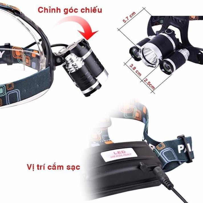 Đèn pin đội đầu siêu sáng, pin trâu, điều chỉnh đèn sáng 3 chế độ, có dây thun đội đầu, dùng liên tục 6-8 giờ liên tiếp