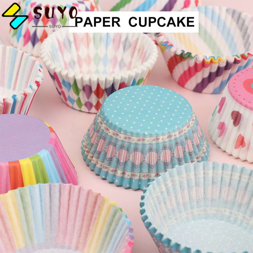 Set 100 Cốc Giấy Làm Bánh Cupcake Nhiều Màu Sắc Chống Dầu Tiện Dụng Diy