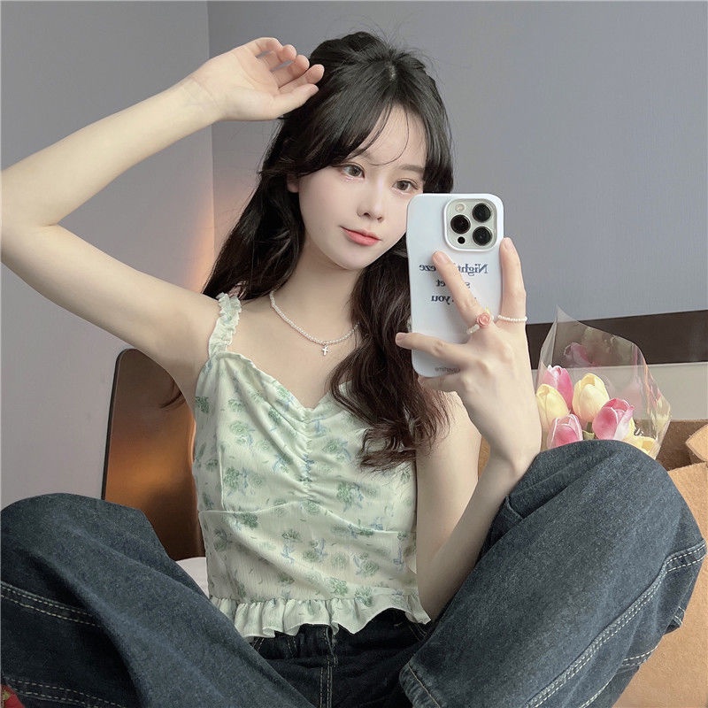 Áo Hai Dây Họa Tiết Hoa Xinh Xắn Thời Trang Cho Nữ  tao bao