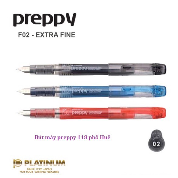 BÚT MÁY Preppy F02 MÀU XANH LAM, ĐỎ, ĐEN (có kèm mực)