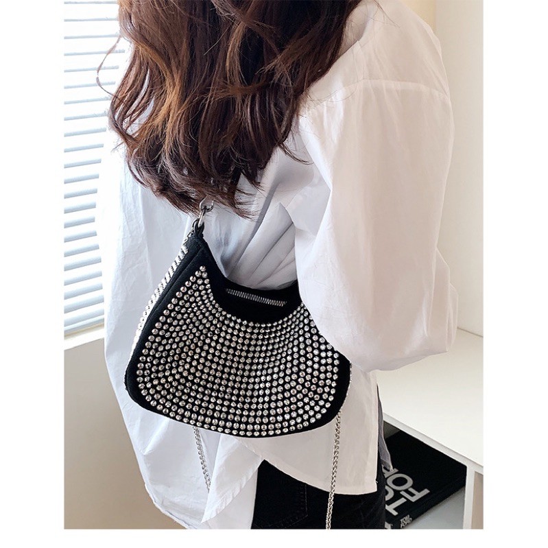 TÚI XÁCH KẸP NÁCH CÓ DÂY ĐEO CHÉO ĐÍNH ĐÁ SÁNG SIÊU ĐẸP ♥️