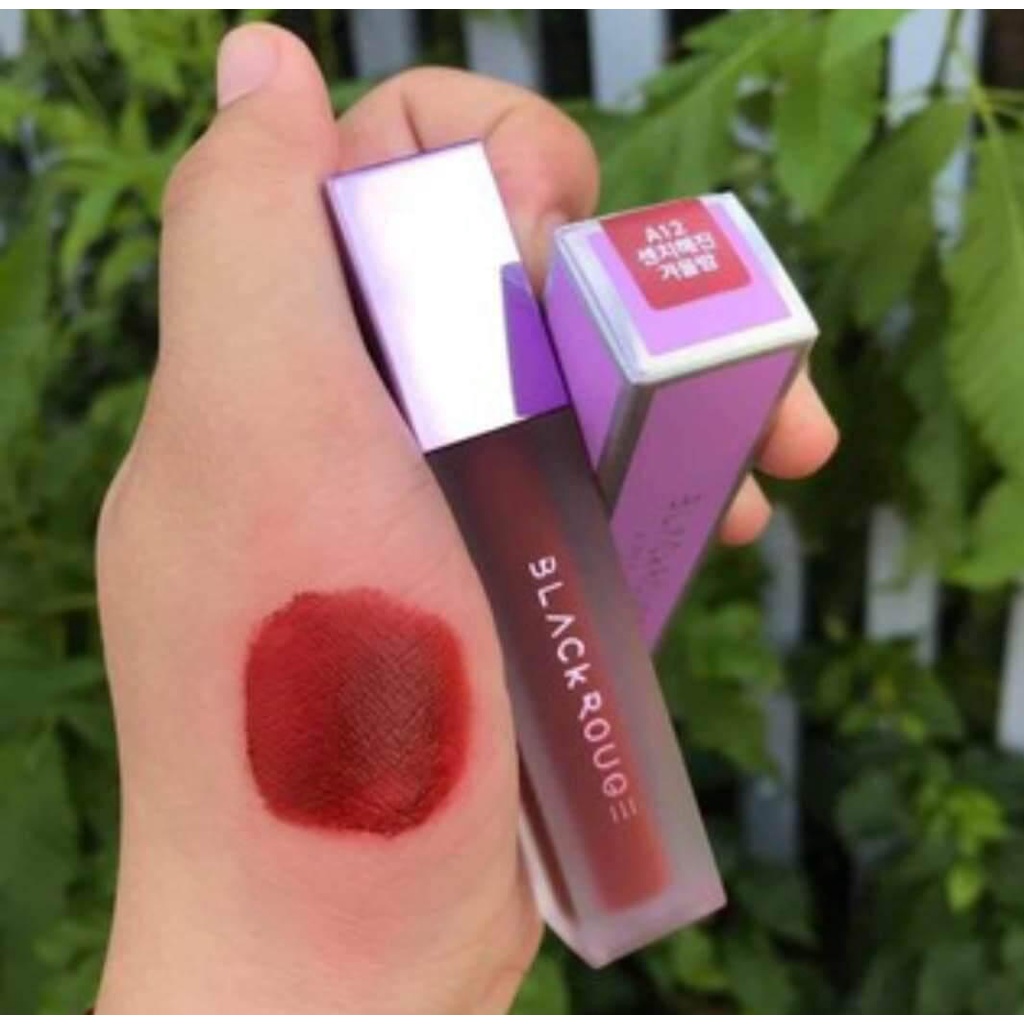 Son A12 đỏ nâu son kem black rouge a12 hàng handmade đỏ nâu nắp tím nắp nhũ