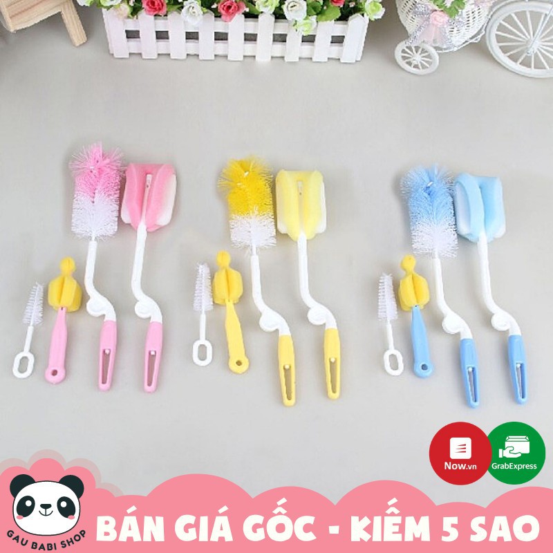 FREE SHIP !!! Bộ cọ rửa bình sữa và núm ty 4 chi tiết Moonship