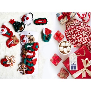 Set kẹp tóc hình Noel móc len , hàng Hanmade siêu xinh, dễ thương cho bé