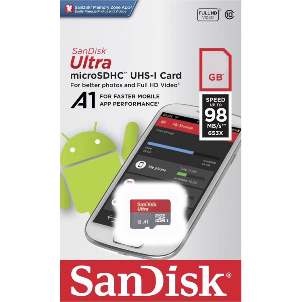 Thẻ Nhớ Sandisk Ultra Microsdhc Class 10 A1 (98Mb / S) 32gb - Sdsquar-032G